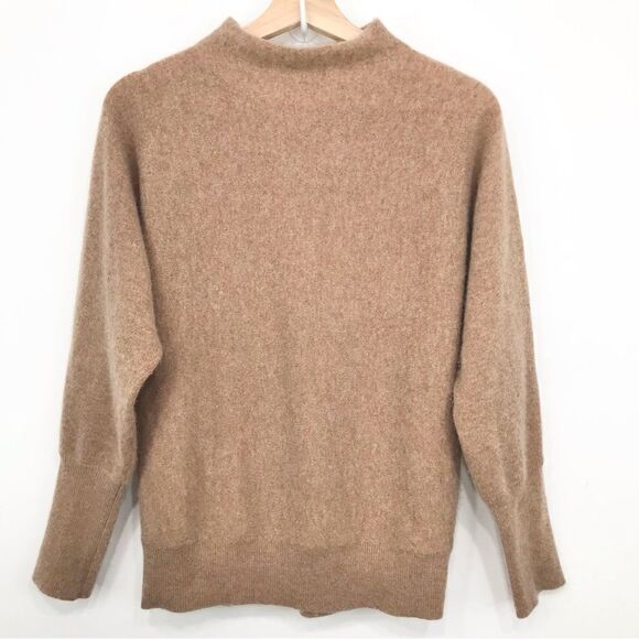 Magaschoni 100% Cashmere Super Soft Tan Funnel Neck Pullover Sweater - Picture 2 of 12